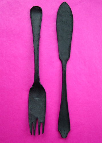 Magie Hollingworth Papier Mache Cutlery on Pink (500)