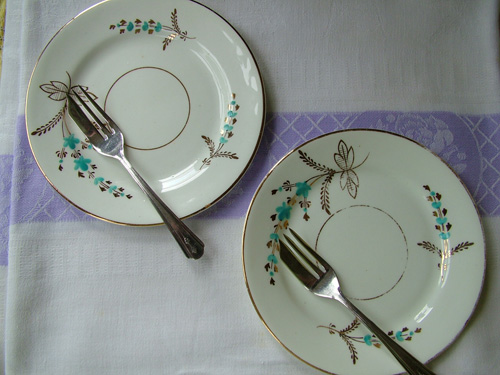 Side plates and cake forks