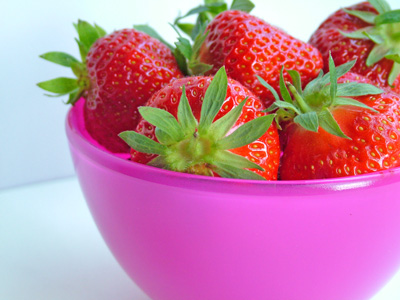 First local strawbs in pink bowl